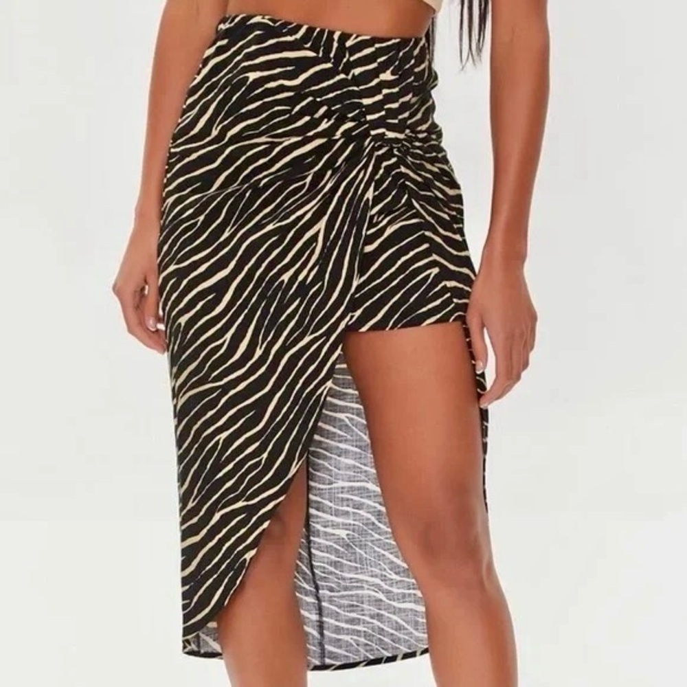 Tiger Striped Knotted Midi Skirt Small